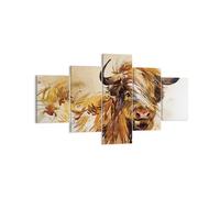 Impression sur Toile 125x70cm Tableaux Image Photo Taureau Scotch Aquarelle