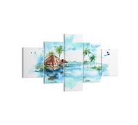 Impression sur Toile 125x70cm Tableaux Image Photo Tropiques eau bungalow rivage