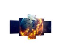 Impression sur Toile 125x70cm Tableaux Image Photo Univers Terre Feu globe