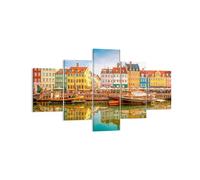 Impression sur Toile 125x70cm Tableaux Image Voiliers Eau Architecture Port