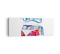 Impression sur Toile 140x50cm Tableaux aquarelle planche de surf palmiers arbres