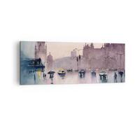Impression sur Toile 140x50cm Tableaux Aquarelle Ville Monuments Historiques