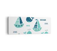 Impression sur Toile 140x50cm Tableaux Baleines navires enfants étoiles de mer
