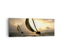 Impression sur Toile 140x50cm Tableaux bateau coucher du soleil Paysage