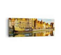 Impression sur Toile 140x50cm Tableaux Bateau rivière architecture histoire