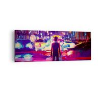 Impression sur Toile 140x50cm Tableaux futuriste graphiques ville éclairage