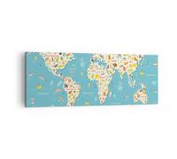 Impression sur Toile 140x50cm Tableaux géographie Globe graphique illustration