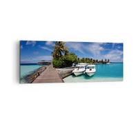 Impression sur Toile 140x50cm Tableaux Île des Maldiviens archipel océan hutte