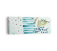 Impression sur Toile 140x50cm Tableaux Image Aquarelle palmier tropique bateau