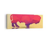 Impression sur Toile 140x50cm Tableaux Image Bison illustration coloré graphique
