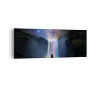 Impression sur Toile 140x50cm Tableaux Image Chute D'Eau Les Étoiles Méditation