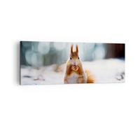 Impression sur Toile 140x50cm Tableaux Image Écureuil hiver neige nourriture