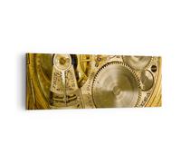 Impression sur Toile 140x50cm Tableaux Image Horloge montre mécanisme laiton