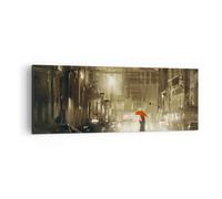 Impression sur Toile 140x50cm Tableaux Image illustration désastre Rue Pluie