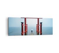 Impression sur Toile 140x50cm Tableaux Image Itsukushima-Jinja Temple Parapluie