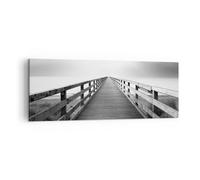 Impression sur Toile 140x50cm Tableaux Image Jetée Point De Vue Noir Et Blanc