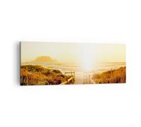 Impression sur Toile 140x50cm Tableaux Image le lever du soleil vague île océan