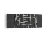Impression sur Toile 140x50cm Tableaux Image Noir Et Blanc Labyrinthe Ligne