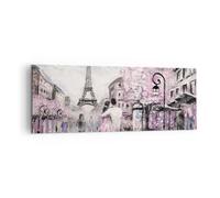 Impression sur Toile 140x50cm Tableaux Image Paris Chemin Illustration eiffle