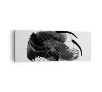 Impression sur Toile 140x50cm Tableaux Image Photo Abstraction Noir Taches