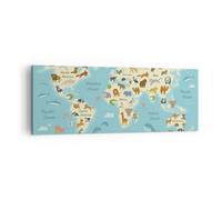Impression sur Toile 140x50cm Tableaux Image Photo Animaux Le Monde Carte
