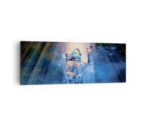 Impression sur Toile 140x50cm Tableaux Image Photo Astronaute Lumière Cosmos