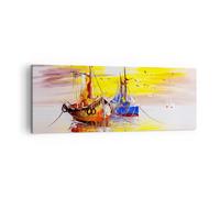 Impression sur Toile 140x50cm Tableaux Image Photo Bateaux soleil mer voyage