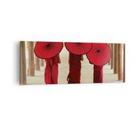 Impression sur Toile 140x50cm Tableaux Image Photo Bhoutan Parapluie Rouge