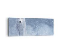 Impression sur Toile 140x50cm Tableaux Image Photo Blanc Loup Neige Decoration