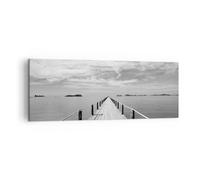 Impression sur Toile 140x50cm Tableaux Image Photo Bois Pont Mer Art Decoration