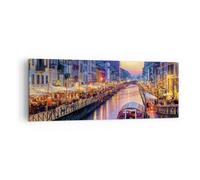 Impression sur Toile 140x50cm Tableaux Image Photo Canal Grande Soir Decoration
