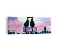 Impression sur Toile 140x50cm Tableaux Image Photo Chats toit amour animal