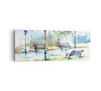 Impression sur Toile 140x50cm Tableaux Image Photo Chemin urbain parc paysage