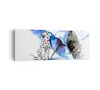 Impression sur Toile 140x50cm Tableaux Image Photo Chien parapluie pluie temps