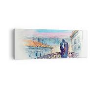 Impression sur Toile 140x50cm Tableaux Image Photo Couple Amour Ville Pont