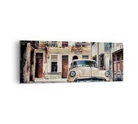 Impression sur Toile 140x50cm Tableaux Image Photo Cubain Voiture Immeubles