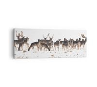 Impression sur Toile 140x50cm Tableaux Image Photo Deer hiver faune paysage