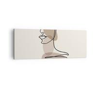 Impression sur Toile 140x50cm Tableaux Image Photo Dessin Single-Line Femme