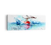 Impression sur Toile 140x50cm Tableaux Image Photo Eau poissons Mouette faim
