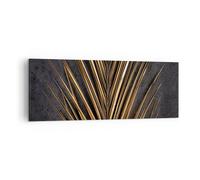 Impression sur Toile 140x50cm Tableaux Image Photo Feuille Or Noir Decoration