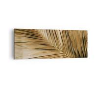Impression sur Toile 140x50cm Tableaux Image Photo Feuille Or Plante Decoration
