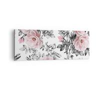 Impression sur Toile 140x50cm Tableaux Image Photo Fleurs feuilles plantes rose