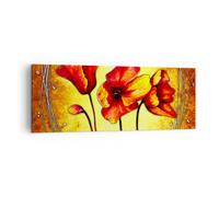 Impression sur Toile 140x50cm Tableaux Image Photo Fleurs panneaux tige lignes
