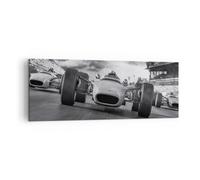 Impression sur Toile 140x50cm Tableaux Image Photo Formule 1 Noir Et Blanc