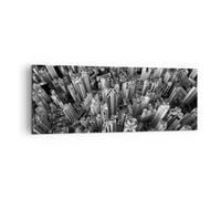 Impression sur Toile 140x50cm Tableaux Image Photo Gratte Ciels Avec Montagnes