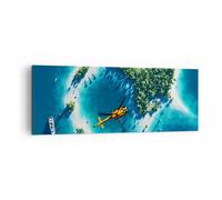 Impression sur Toile 140x50cm Tableaux Image Photo Hélicoptère océan île paradis
