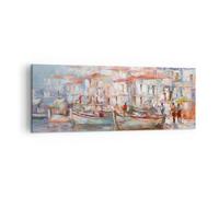 Impression sur Toile 140x50cm Tableaux Image Photo Île Bateaux Port Decoration