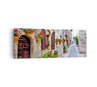 Impression sur Toile 140x50cm Tableaux Image Photo Italie rue fleurs histoire