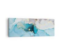Impression sur Toile 140x50cm Tableaux Image Photo Marbre Moderne Bleu