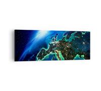 Impression sur Toile 140x50cm Tableaux Image Photo Nuit espace monde vue